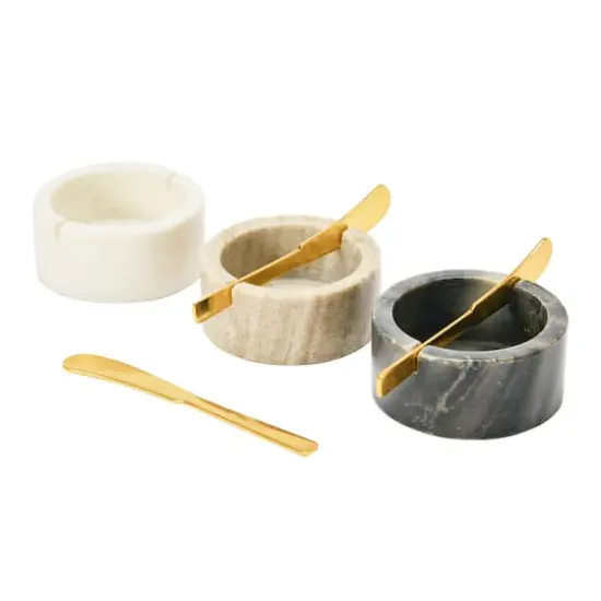Hello Honey&reg; 1.5" Salt & Pepper Marble Pinch Bowls with Metal Knifes {1}