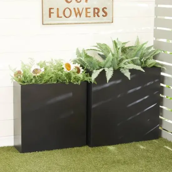 Modern Square Planter Set Black {3}