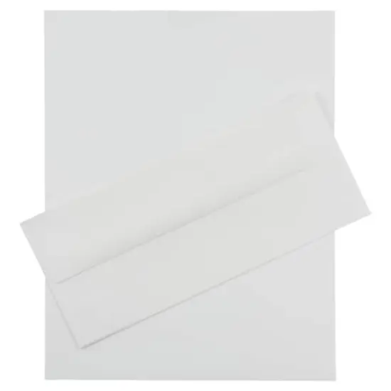 JAM Paper #10 Strathmore Business Stationery Set, 100ct. Bright White Laid {1}
