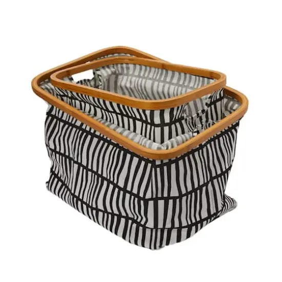Household Essentials Krush Bamboo Rimmed Basket Set Black {10}