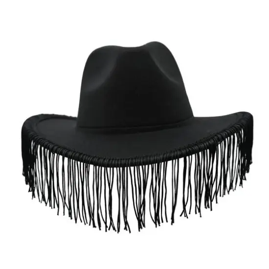 Black Cowboy Hat with Fringe by Celebrate It™ {1}