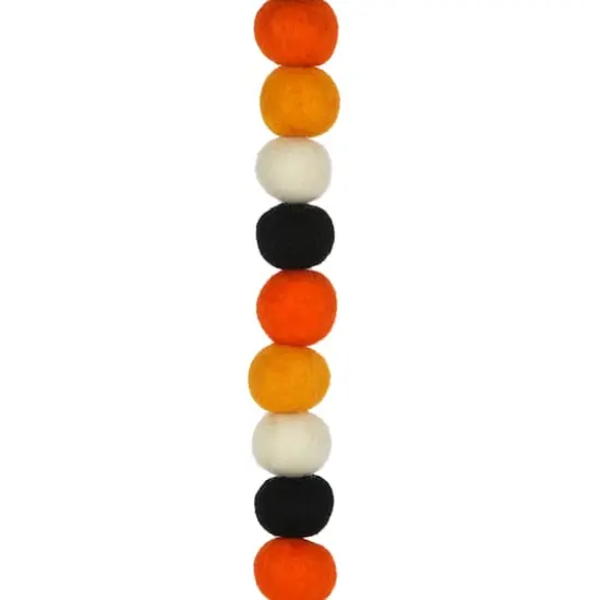 6ft. Orange, Black & White Felt Pom Pom Garland by Ashland&reg; {3}