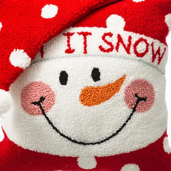 Glitzhome&reg; Hooked 3D Santa & Snowman Pillow {5}