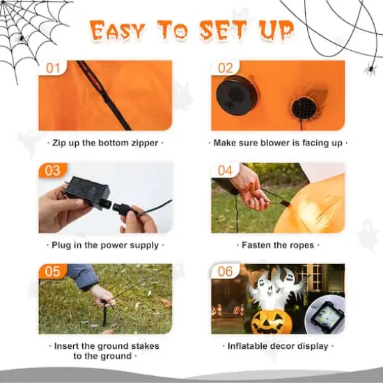 Glitzhome&reg; 6ft. Lighted 3 Ghosts In Jack-O'-Lantern Pumpkin with Scream Inflatable D&eacute;cor {7}