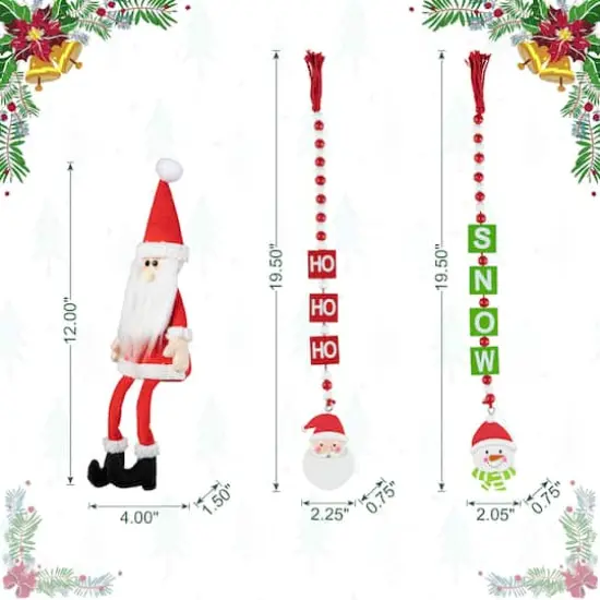 Glitzhome&reg; Christmas Wooden Word Signs & Fabric Santa Set {9}