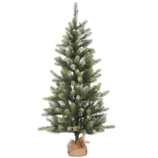 4.5ft. Pre-Lit Trinity Spruce Artificial Christmas Tree With Burlap Base, Clear LED Lights  {6}