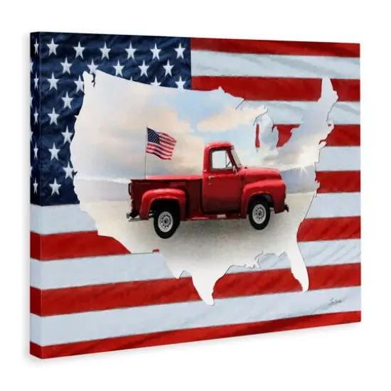 Stupell Industries Farmhouse American Flag Canvas Wall Art {4}