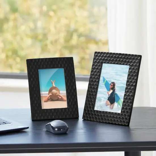 Glitzhome&reg; Black Honeycomb Resin Tabletop Picture Frame Set {5}