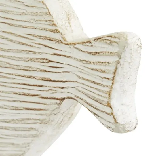 Set of 2 White Ceramic Coastal Fish Sculpture, 13", 9" {5}