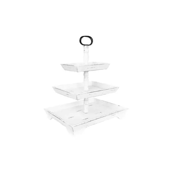 Hello Honey&reg; 25" White Decorative 3 Tier Tray {5}