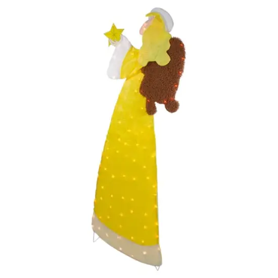 6ft. Lighted 2D Yellow Chenille Angel Outdoor Christmas Decoration {5}
