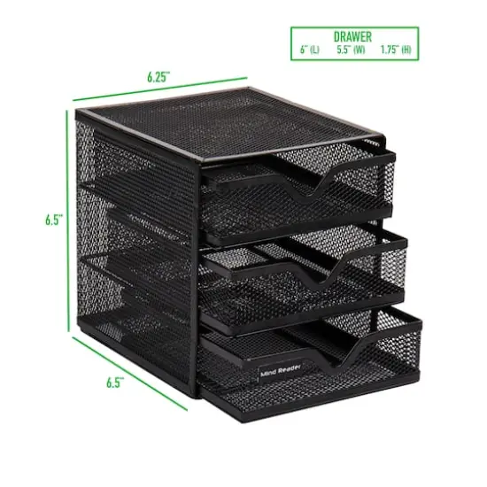 Mind Reader Black Mesh Mini 3 Tier Drawer Desk Office Supplies Organizer {4}