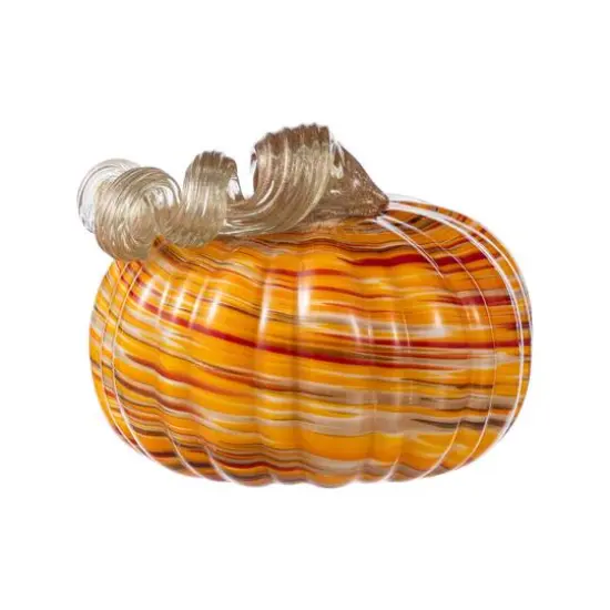 Glitzhome&reg; Fall Multi Stripes Glass Pumpkin {8}