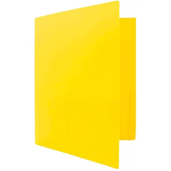 JAM Paper Heavy Duty Plastic 2-Pocket Folders, 6ct. Yellow {6}