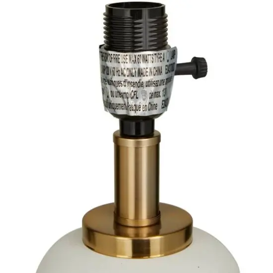 CosmoLiving by Cosmopolitan 28" Metal Orbs Style Base with Drum Shade Table Lamp White {7}