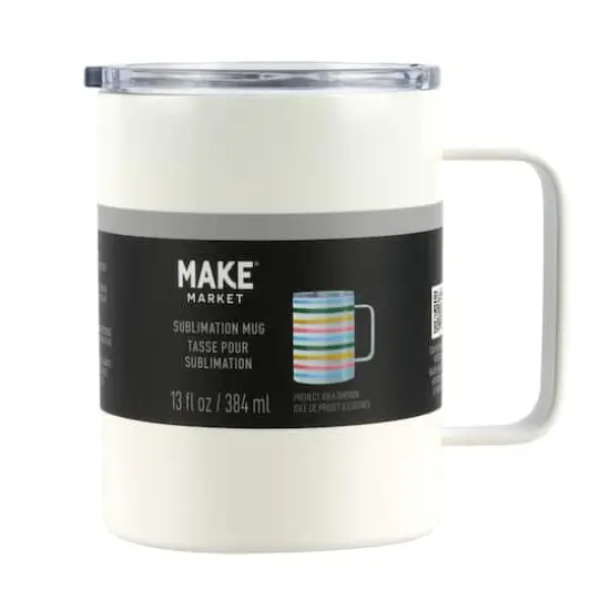 13oz. White Stainless Steel Sublimation Mug with Lid by Make Market&reg; {3}