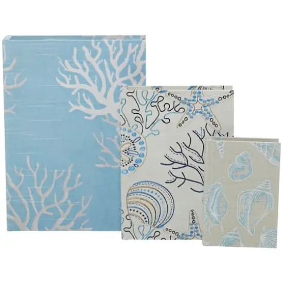 Light Blue Nature Print Canvas Faux Book Box Set {1}