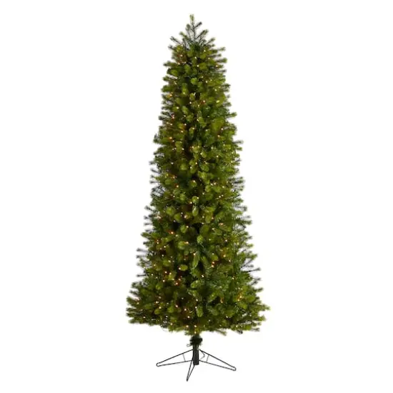 7.5ft. Pre-Lit Slim Colorado Mountain Spruce Artificial Christmas Tree, Multifunction White Micro LED Lights {1}
