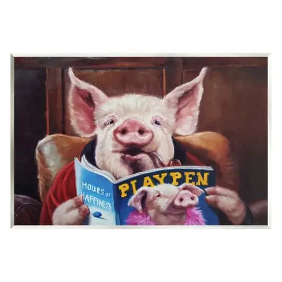 Stupell Industries Funny Pig Magazine Man Cave Wall Plaque Art {1}