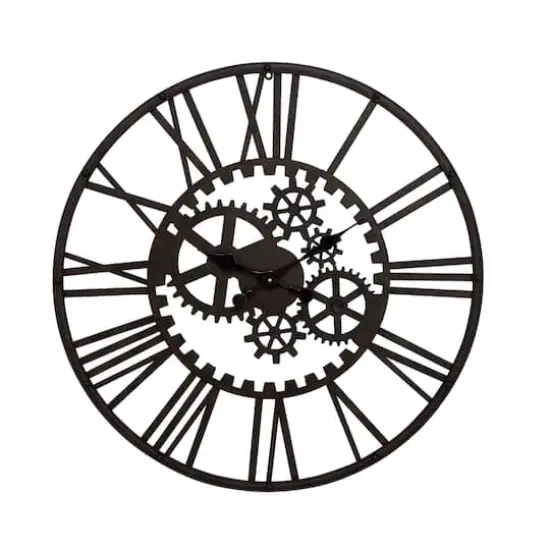 Black Industrial Metal Wall Clock {1}