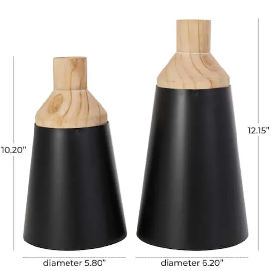 Black Wood Triangular Colorblock Vase Set {4}