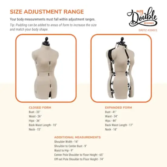 Dritz® My Double Designer Small Dress Form with Adjustable Tri-Pod Stand {4}