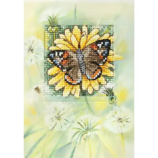 Orchidea Complete Counted Cross Stitch Kit - Greetings Card Flower And Butterfly {1}
