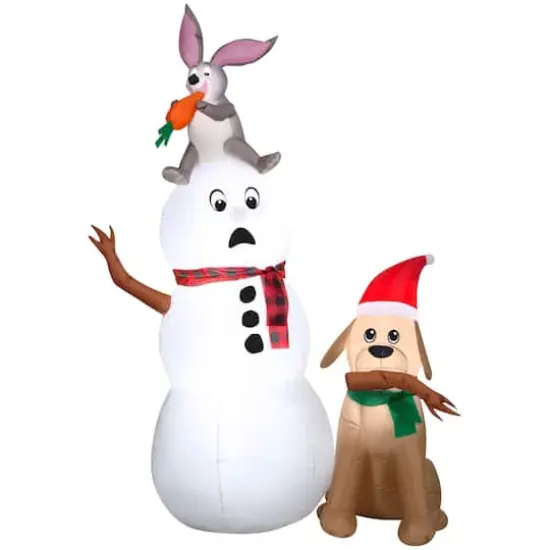 Airblown&reg; 6ft. Christmas Inflatable Snowman with Bunny & Dog {1}