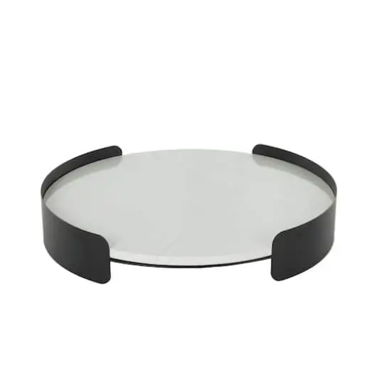 19" White Marble Round Living Room D&eacute;cor Tray {4}