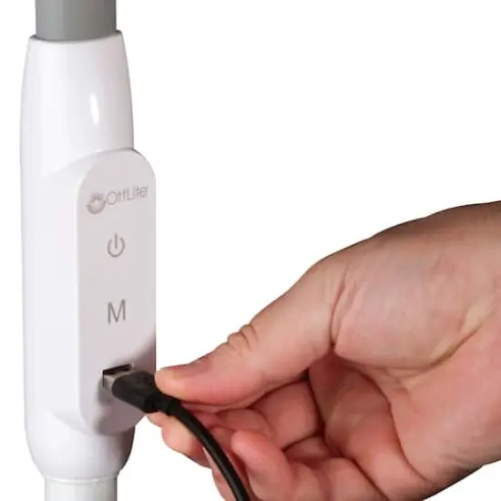 OttLite 64" White LED Floor Lamp with USB and Tablet Stand {5}