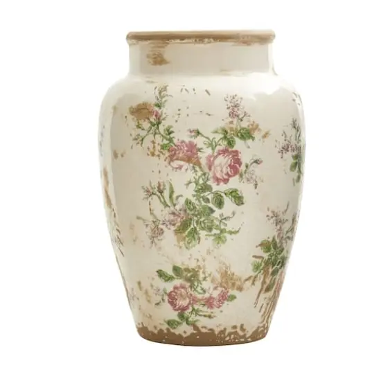 12.5in. Tuscan Ceramic Floral Print Vase {1}