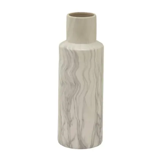21" White Ceramic Contemporary Vase {1}