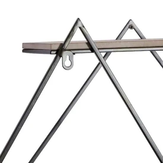 Brown Wood Contemporary Wall Shelf, 20" x 30" x 7" {6}