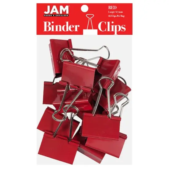 JAM Paper 1.5" Binder Clips, 12ct. Red {1}