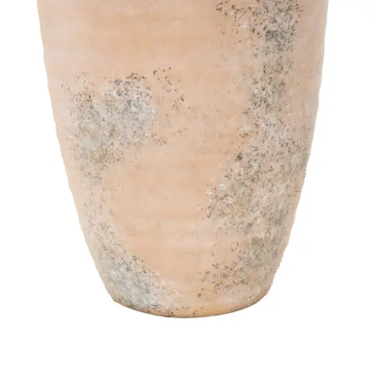 18" Beige Ceramic Antique Style Distressed Vase with Handles {6}