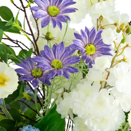 2.5ft. Artificial Mixed Flower & Hydrangea Arrangement in Hyacinth Weave Basket {6}
