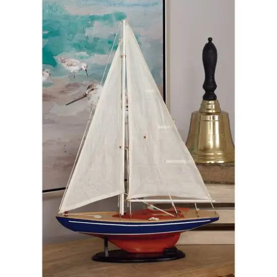 26" Wooden Sail Boat Sculpture {5}