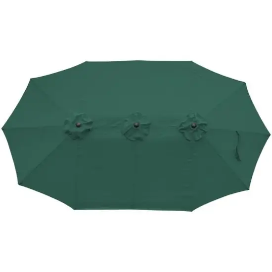 15ft. Outdoor Patio Market Umbrella with Hand Crank Green {3}