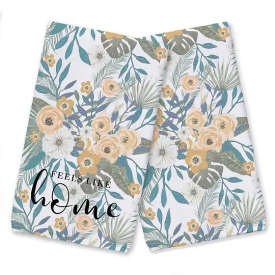 Feels Like Home Tropical Floral Tea Towel Set White {1}