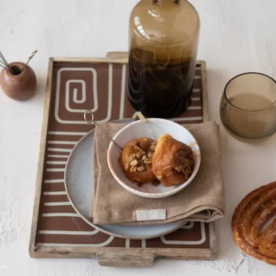 Hello Honey&reg; 15" Multicolor Abstract Elegance Mango Wood Tray {5}