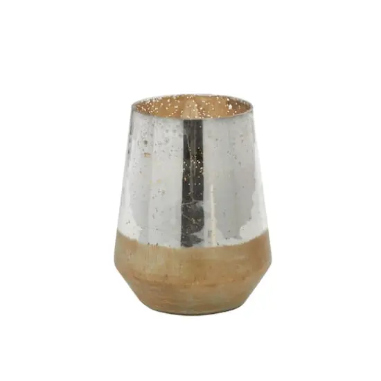 9" Gold Glass Modern Candlestick Holder {3}