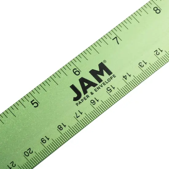 JAM Paper Metallic Stainless Steel Ruler Lime Green {5}