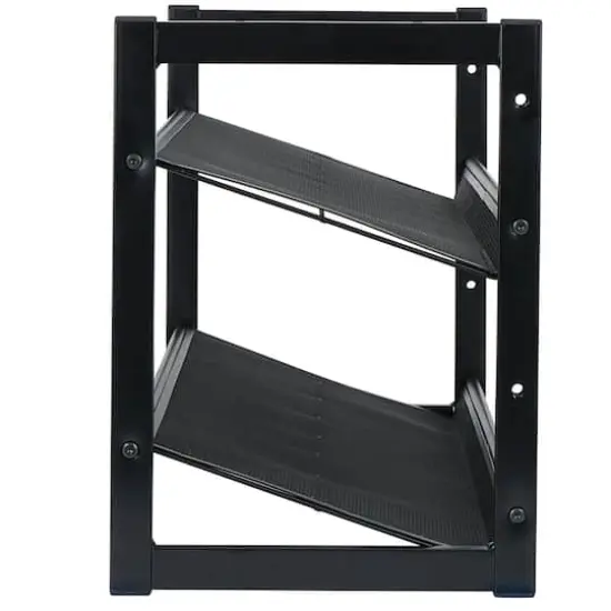 Organize It All 30" Black 2 Tier Adjustable Mesh Shoe Rack {7}