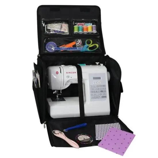 Everything Mary Black & White Floral Rolling Sewing Machine Tote {3}