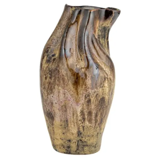 Hello Honey® 10.5" Multicolor Hand-Painted Stoneware Organic Vase with Reactive Glaze {10}