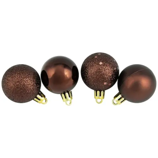96ct. 1.5" 4-Finish Mocha Brown Shatterproof Ball Ornaments {4}