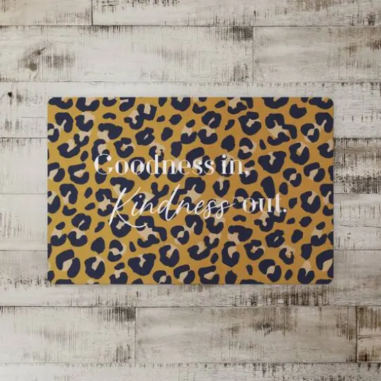 Goodness In Kindness Out Leopard Floor Mat Gold {3}