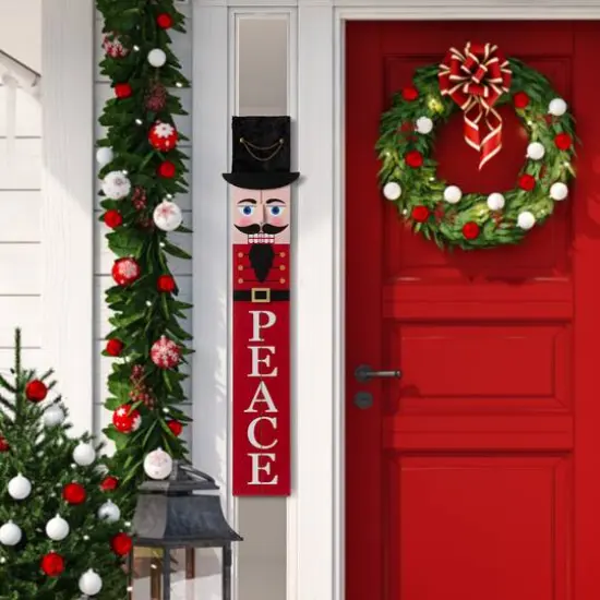 Glitzhome&reg; 42" Nutcracker Wooden Porch Sign {3}