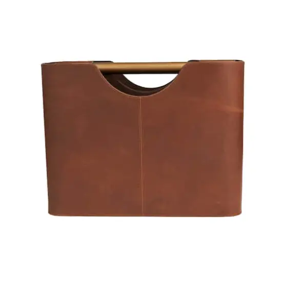 16" Brown Leather Magazine Holder {7}