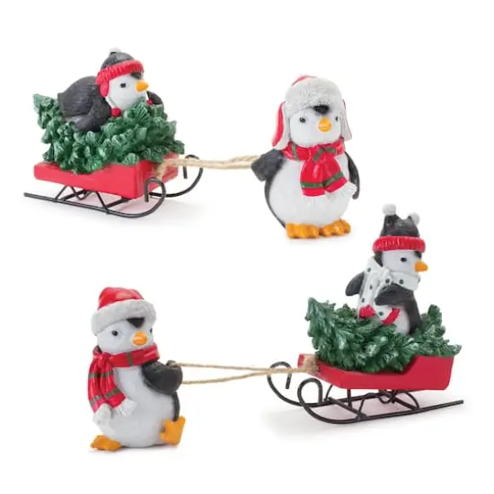 Playful Penguins with Sled Figurine Set {1}